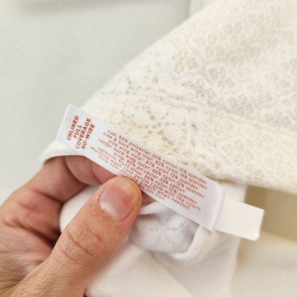 Cacique Unlined Full Coverage No-Wire Bra White Eyelet Front Closure Size 42D - Picture 6 of 7